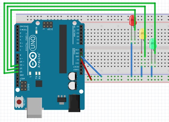 S4A, Arduino, робототехника, подключение светодиодов к контроллеру